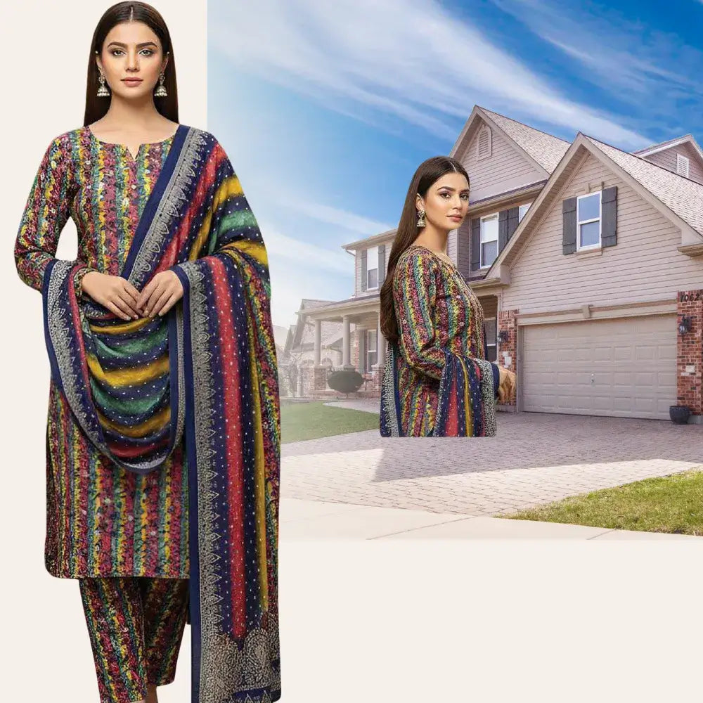 printed lawn dress design GF084