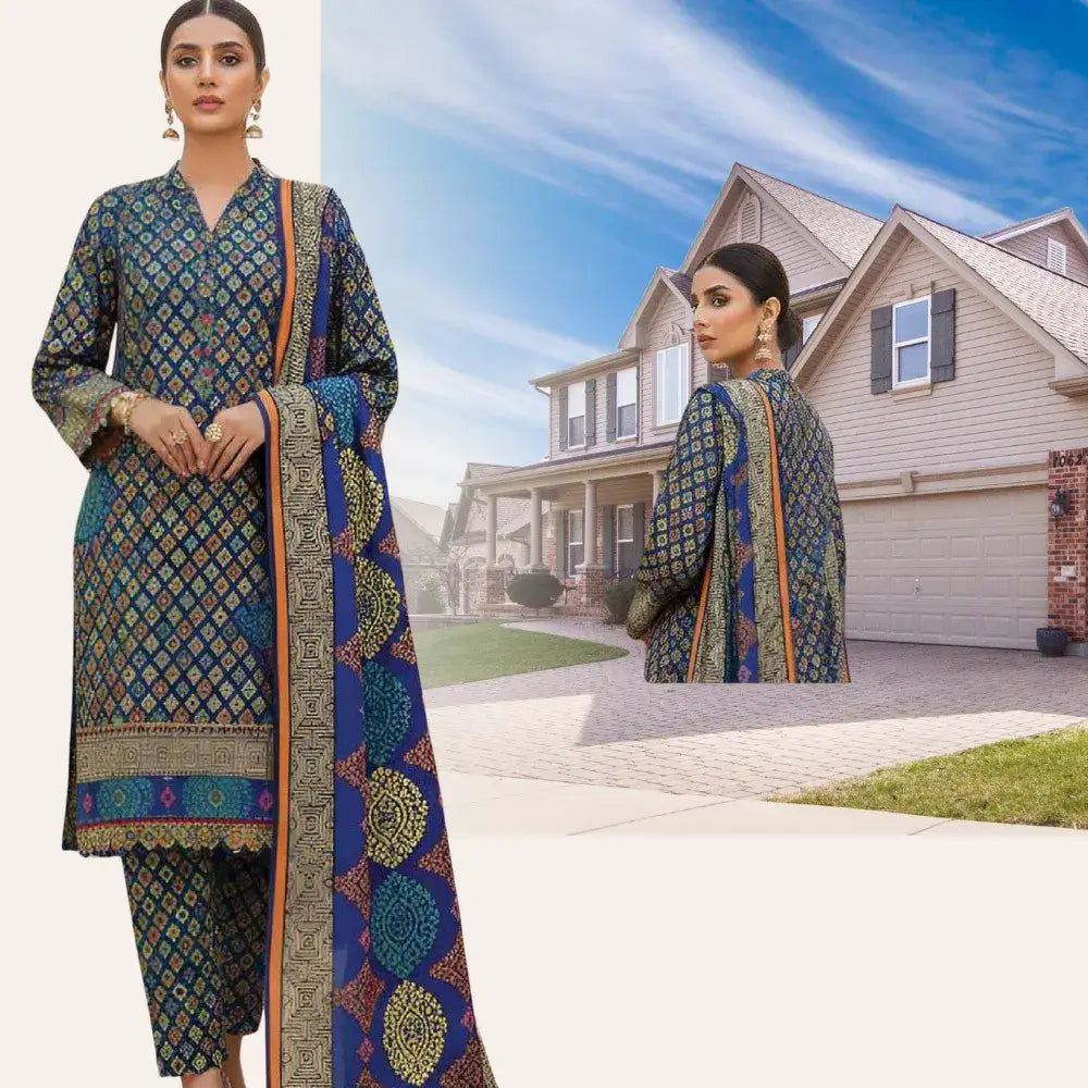 printed lawn dress design GF081