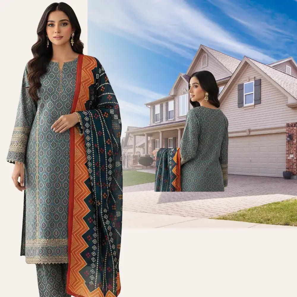 printed lawn dress design GF082