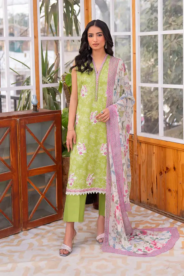 3 Pc Lawn Suit (Chiffon Dupatta) GF