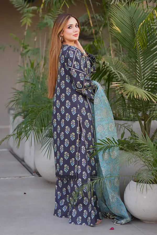 3 Pc Lawn Suit (Organza Dupatta)GF