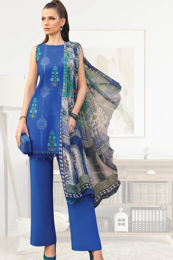 Maria.B Luxury Lawn Embroidered 3 Piece Unstitched CODE 159 GULFATIMA