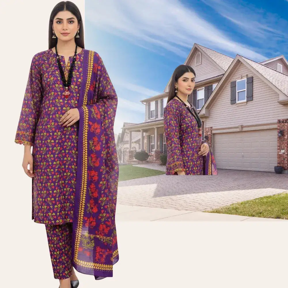 printed lawn dress design GF075