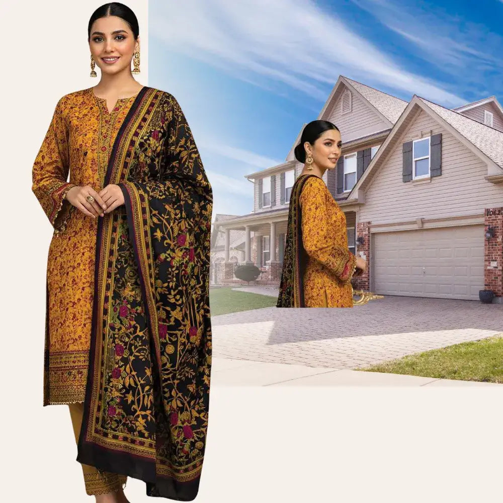 printed lawn dress design GF078