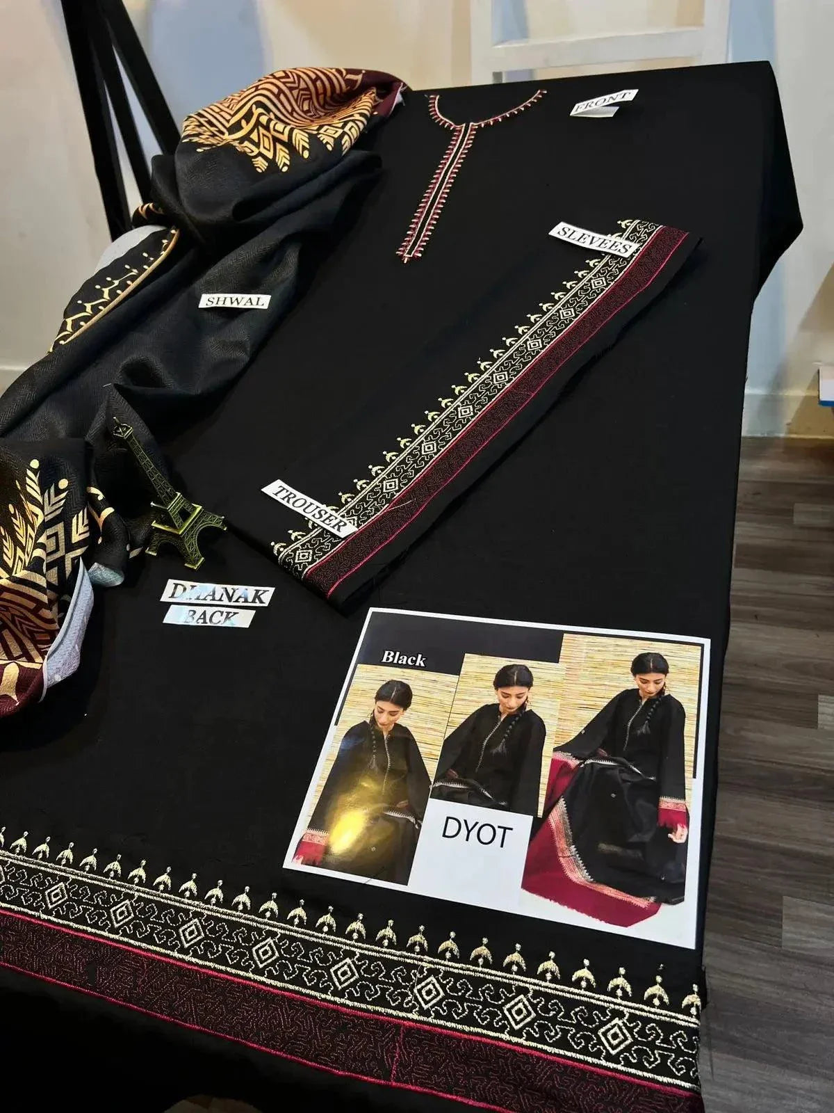 WINTER'S 3PC LINEN AIRJET DHANAK EMBROIDERED COLLECTION Gul - gul fatima Fatima