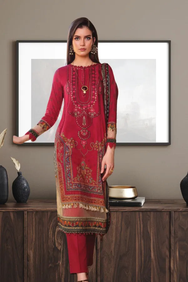 Maria.B Luxury Lawn Embroidered 3 Piece Unstitched CODE 151 GULFATIMA