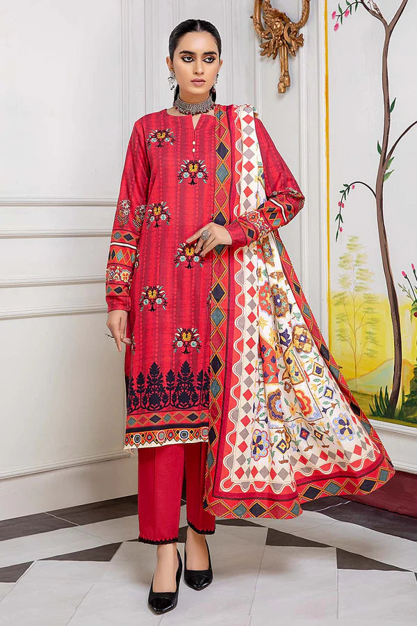 Barcode:kamgl1737/Printed - Digital Printed &amp; Embroidered Khaddar Shirt Gul Fatima