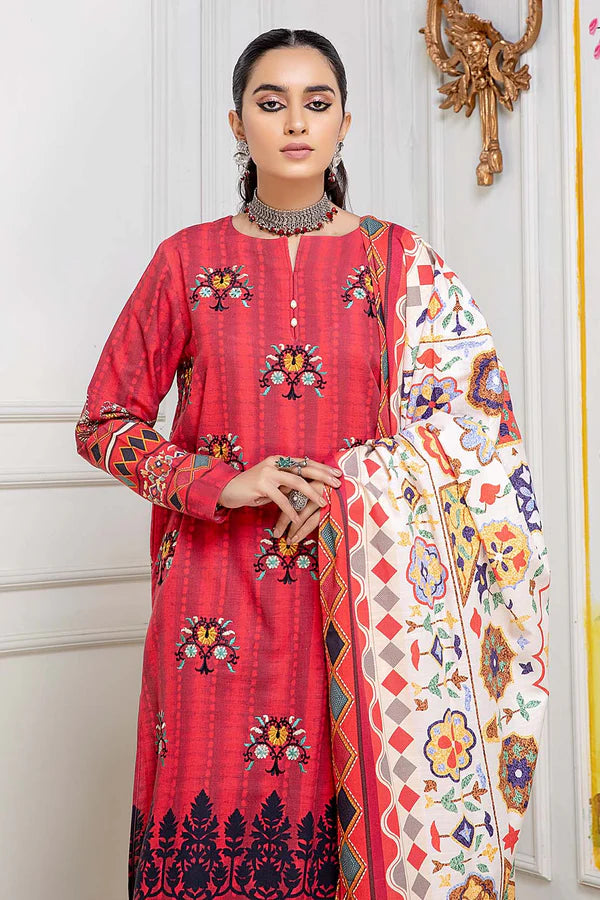 Barcode:kamgl1737/Printed - Digital Printed &amp; Embroidered Khaddar Shirt Gul Fatima