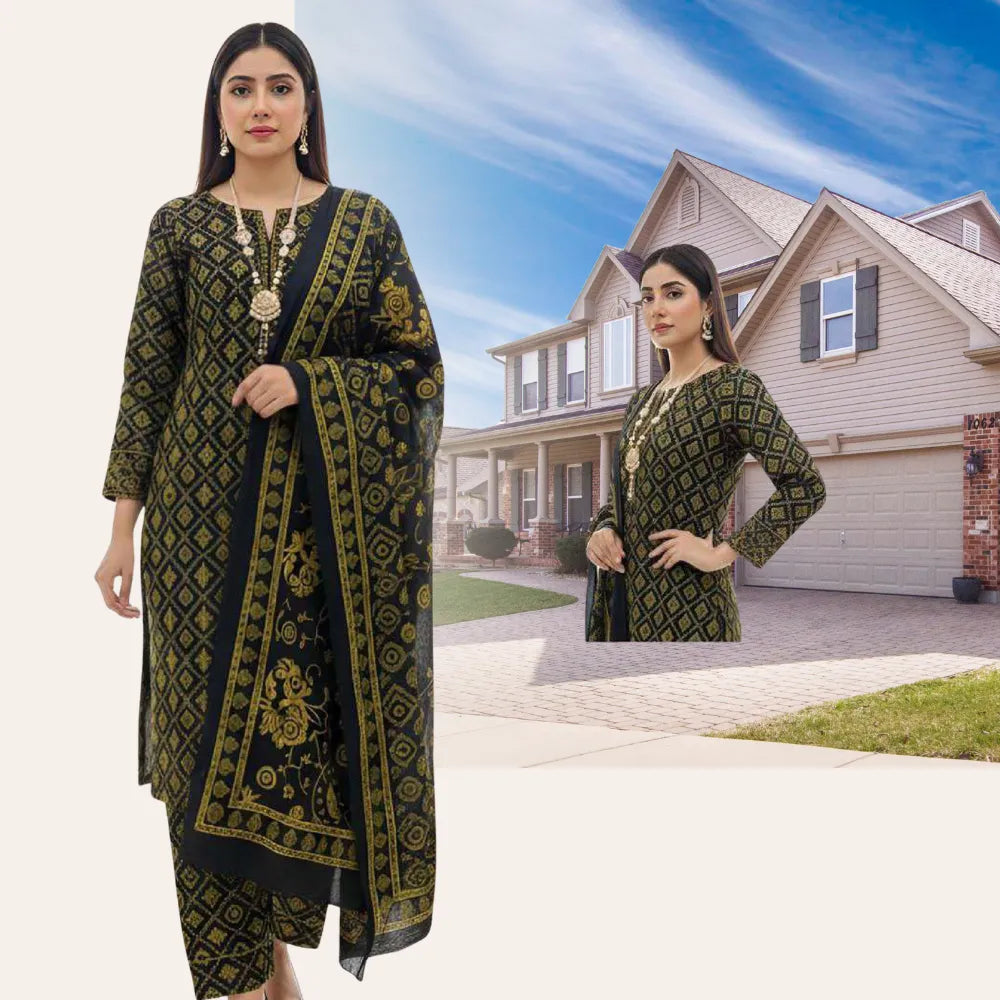 printed lawn dress design GF070