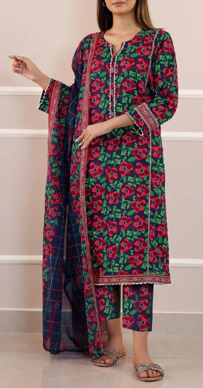 Printed Fancy 3pc Saya Lawn 25152 GULFATIMA