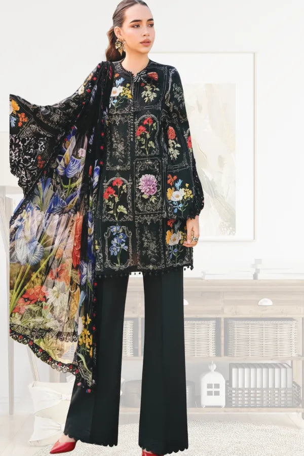 Maria.B Luxury Lawn Embroidered 3 Piece Unstitched CODE 157 GULFATIMA