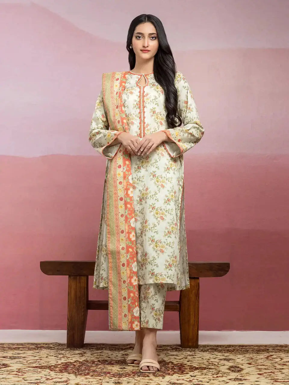 Printed Lawn 3pc Edenrobe GF-35044 GULFATIMA