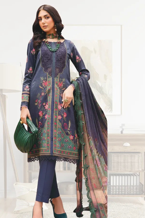 Maria.B Luxury Lawn Embroidered 3 Piece Unstitched CODE 158 GULFATIMA