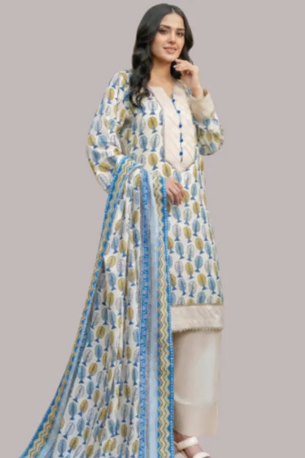 Unstitched Printed Lawn 3 Piece code 183 GULFATIMA