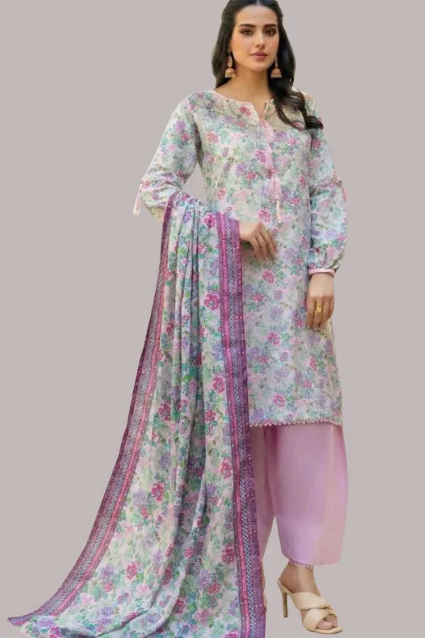 Unstitched Printed Lawn 3 Piece code 185 GULFATIMA