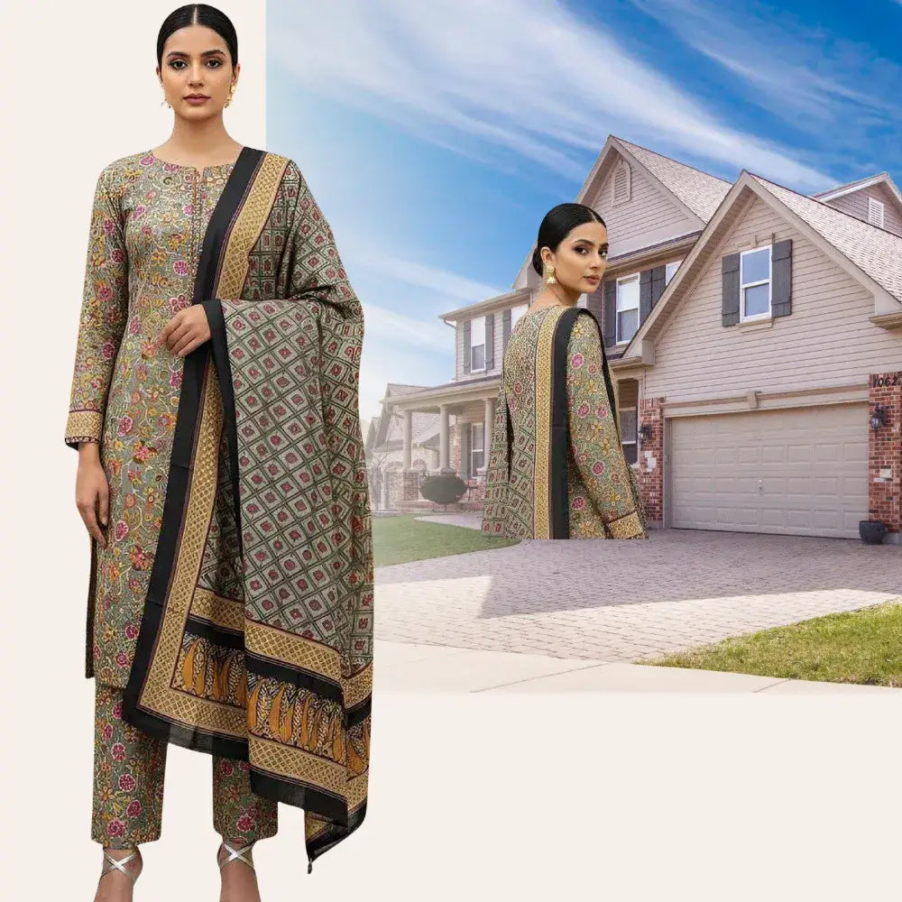 printed lawn dress design GF077