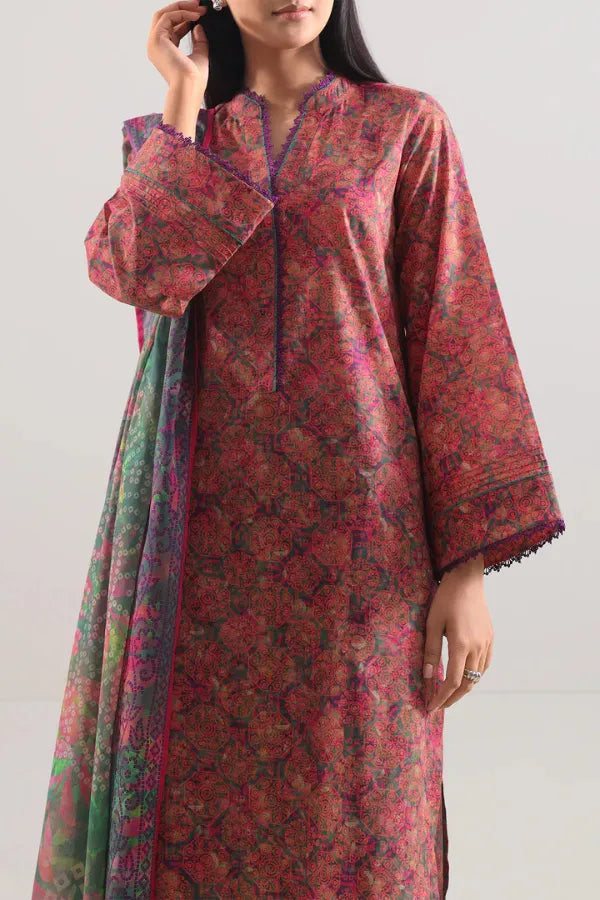 Unstitched Printed Lawn 3 Piece code 141 GULFATIMA