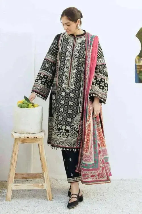 AZ - 0109 Zara ShahJahan Linen 3PC Embroidered/women's clothing - Gul Fatima