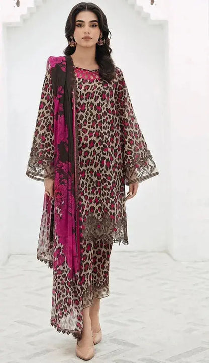 Baroque D # 349- 20 | 3pc Karandi | Digital Karandi Dupatta Gul Fatima