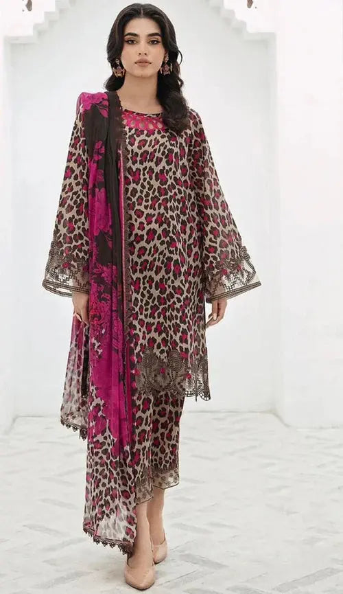 Baroque D # 349- 20 | 3pc Karandi | Digital Karandi Dupatta Gul Fatima