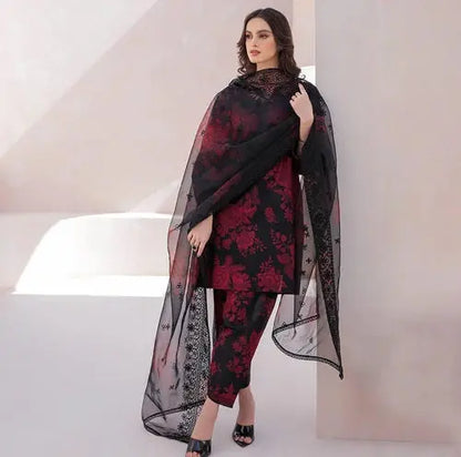 Baroque Linen BQ-2407 | Unstitched 3Pcs Digital Printed Winter Collection 2024 Gul Fatima