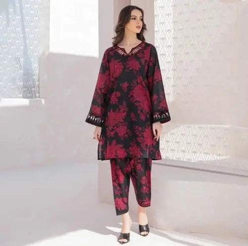 Baroque Linen BQ-2407 | Unstitched 3Pcs Digital Printed Winter Collection 2024 Gul Fatima