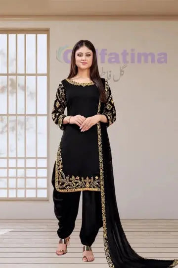 CLAO26 Patyala Embroidered Suit 3 Piece Unstitched | Crinkle Chiffon Stuff Gul Fatima