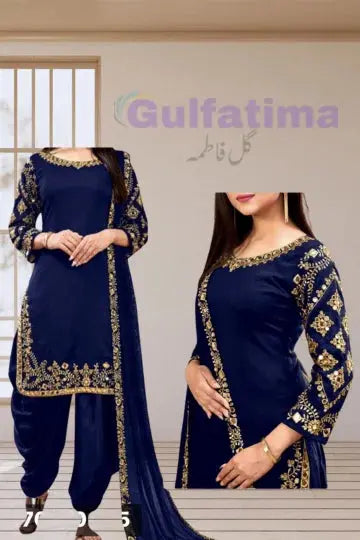 CLAO27 Patyala Embroidered Suit  3 Piece Unstitched | Crinkle Chiffon Stuff Gul Fatima