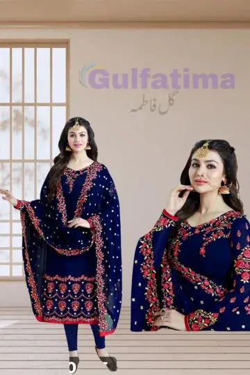 CLAO30Embroidered Suit 3 Piece Unstitched | Crinkle Chiffon Stuff Gul Fatima