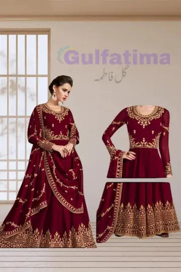 CLAO33 Embroidered Frock 3 Piece Unstitched | Crinkle Chiffon Stuff Gul Fatima