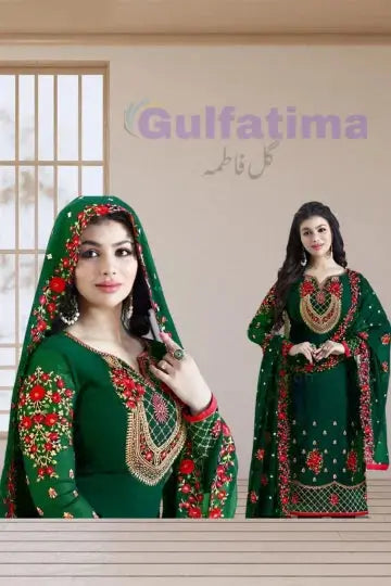 CODE-CLAO10 Embroidered Suit  3 Piece Unstitched | Crinkle Chiffon Stuff Gul Fatima