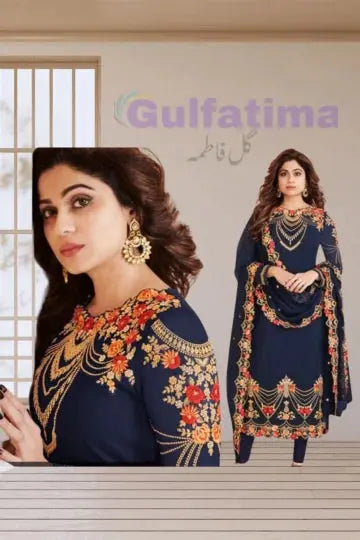 CODE-CLAO16 Embroidered Suit | 3 Piece Unstitched | Crinkle Chiffon Stuff Gul Fatima