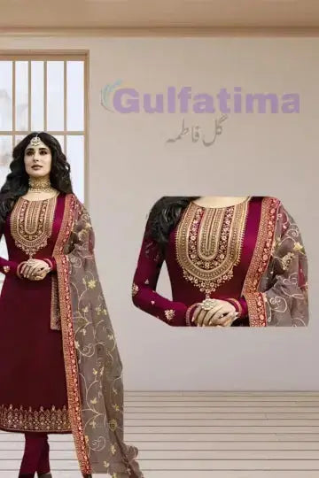 CODE-CLAO34 Embroidered Suit Black | 3 Piece Unstitched | Crinkle Chiffon Stuff Gul Fatima