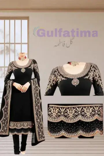 CODE-CLAO35 Embroidered Suit3 Piece Unstitched | Crinkle Chiffon Stuff | Sale! Gul Fatima