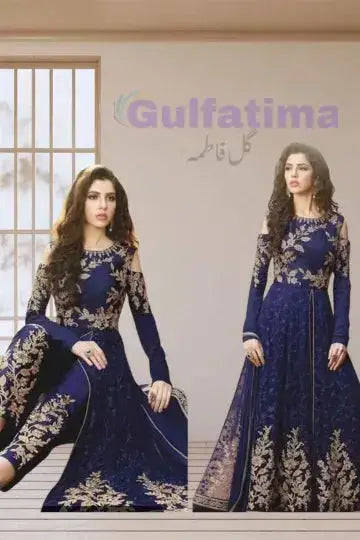 CODE-CLAO38 Embroidered Maxi 3 Piece Unstitched | Crinkle Chiffon Stuff Gul Fatima