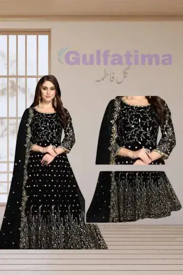 CODE-CLAO39 Emroidred Mexil  3 Piece Unstitched | Crinkle Chiffon Stuff Gul Fatima