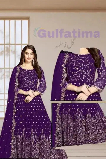 CODE-CLAO40 Emroidred Mexil 3 Piece Unstitched | Crinkle Chiffon Stuff Gul Fatima