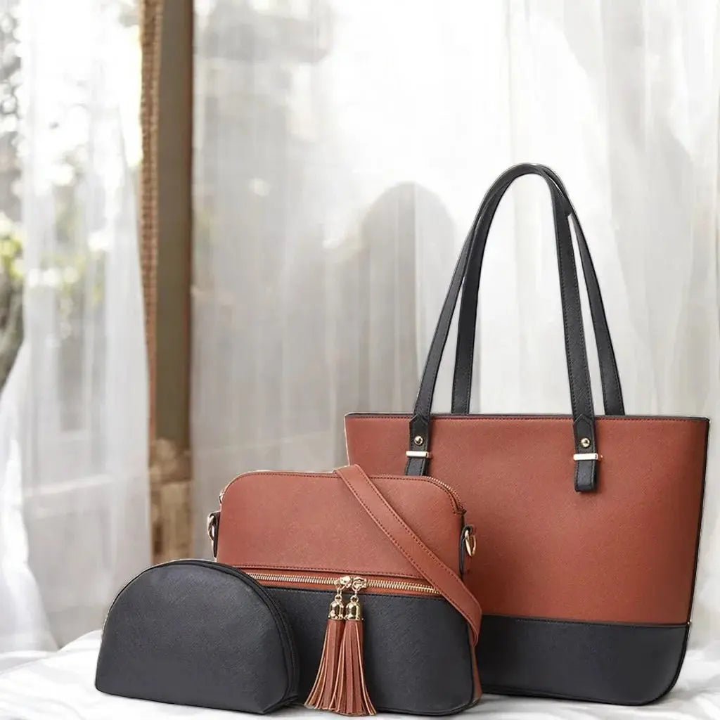 ODE-HAGDBAGS-06 🍂 Brand:-styleit.pk Carla 3 Pcs Premium Quality Shoulder Bags Set Gul Fatima