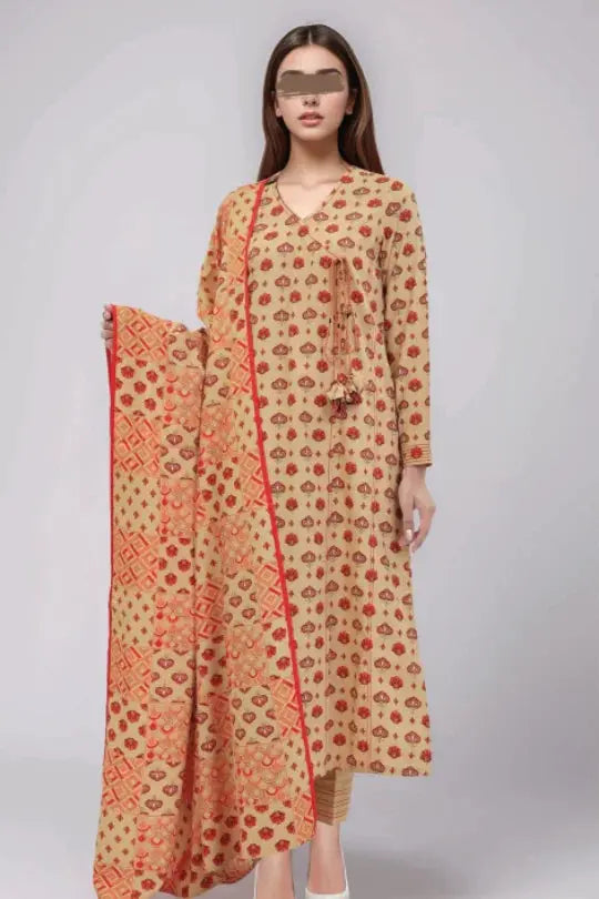 Unstitched Printed Cotton Viscose 3 Piece code ZGNN55 Gul Fatima