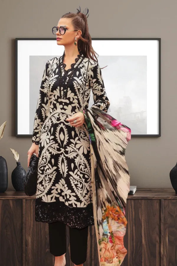 Maria.B Luxury Lawn Embroidered 3 Piece Unstitched CODE 153 GULFATIMA